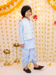 Linen Dhoti Kurta Set for Boys - Light Blue | BS25DK21LBA