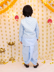 Linen Dhoti Kurta Set for Boys - Light Blue | BS25DK21LBA