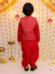 Linen Dhoti Kurta Set for Boys - Maroon | BS25DK21MRA