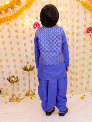 Linen Dhoti Kurta Set for Boys - Blue | BS25DK21NBA