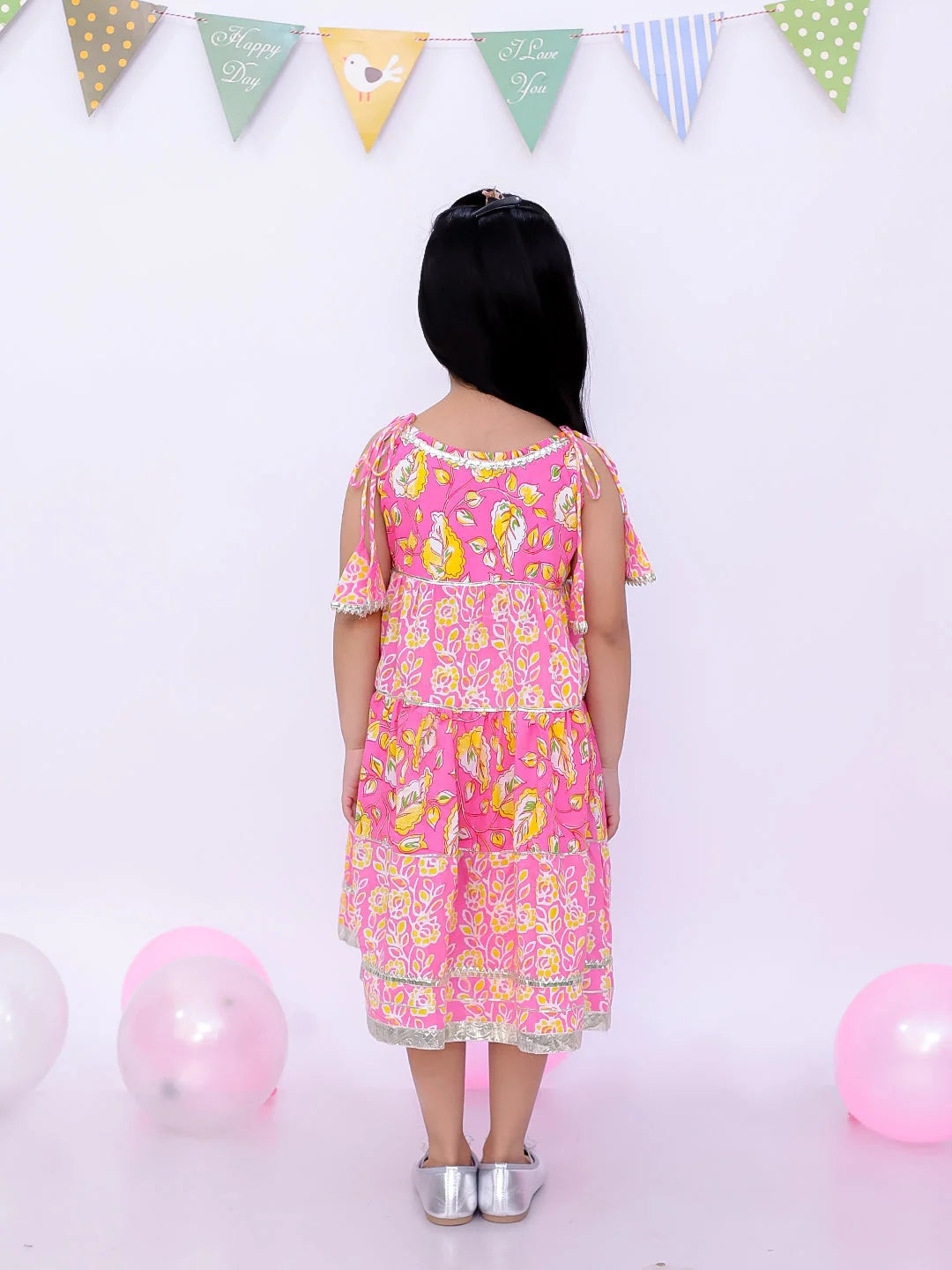 Summer Floral Girls Dress - Sleeveless Kids Dress in Pink