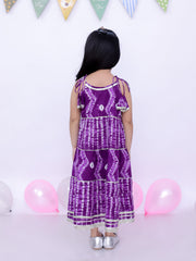 Ethnic Summer Sleeveless Tie & Dye Dress For Girls - Purple-BS25DR24PUA