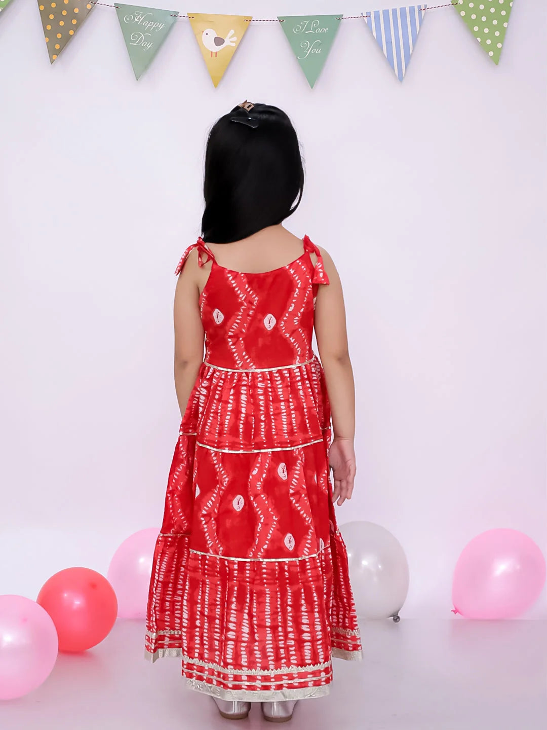 Red Tie Dye Girls Dress - Ethnic Summer Kids Clothing Online
