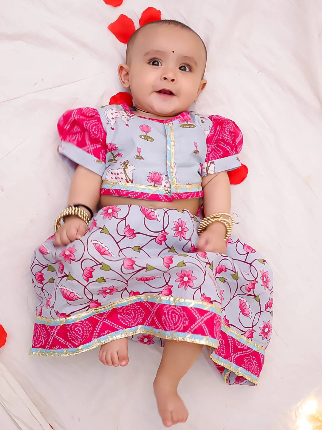 Lehenga Choli Set for Girls - Sky Blue | BS25IN01SBA | DesiQlo