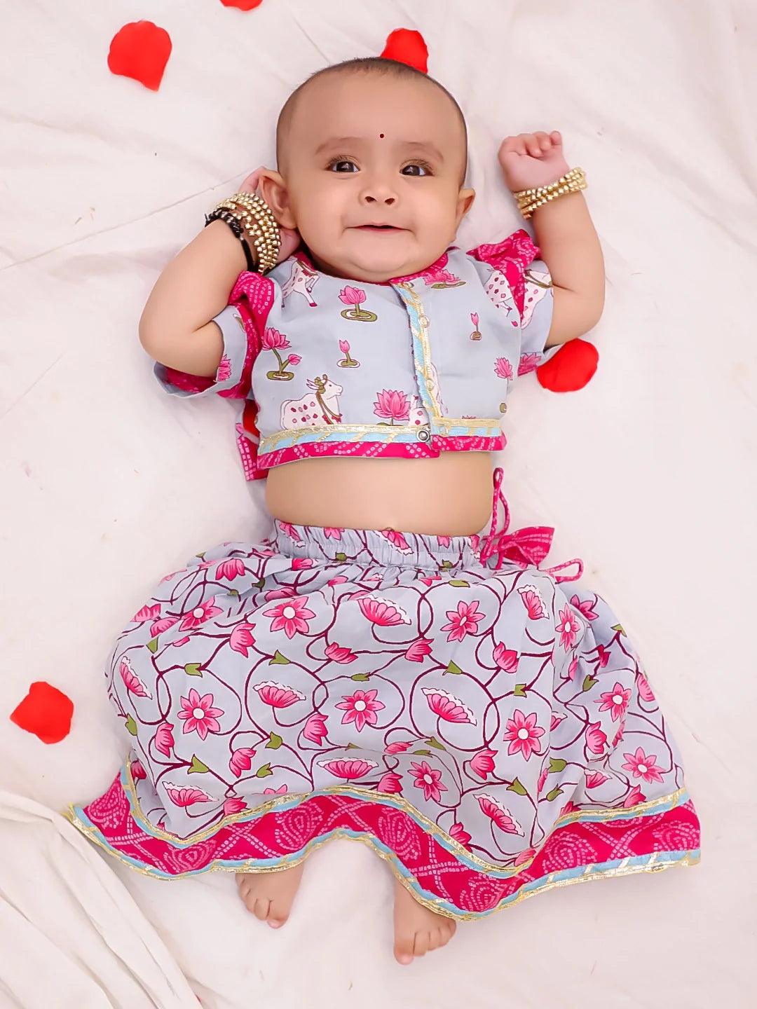 Lehenga Choli Set for Girls - Sky Blue | BS25IN01SBA | DesiQlo
