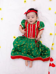 Cotton Lehenga Choli Set for Girls - Red | BS25IN03RDA