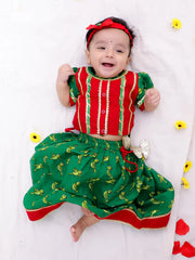 Cotton Lehenga Choli Set for Girls - Red | BS25IN03RDA