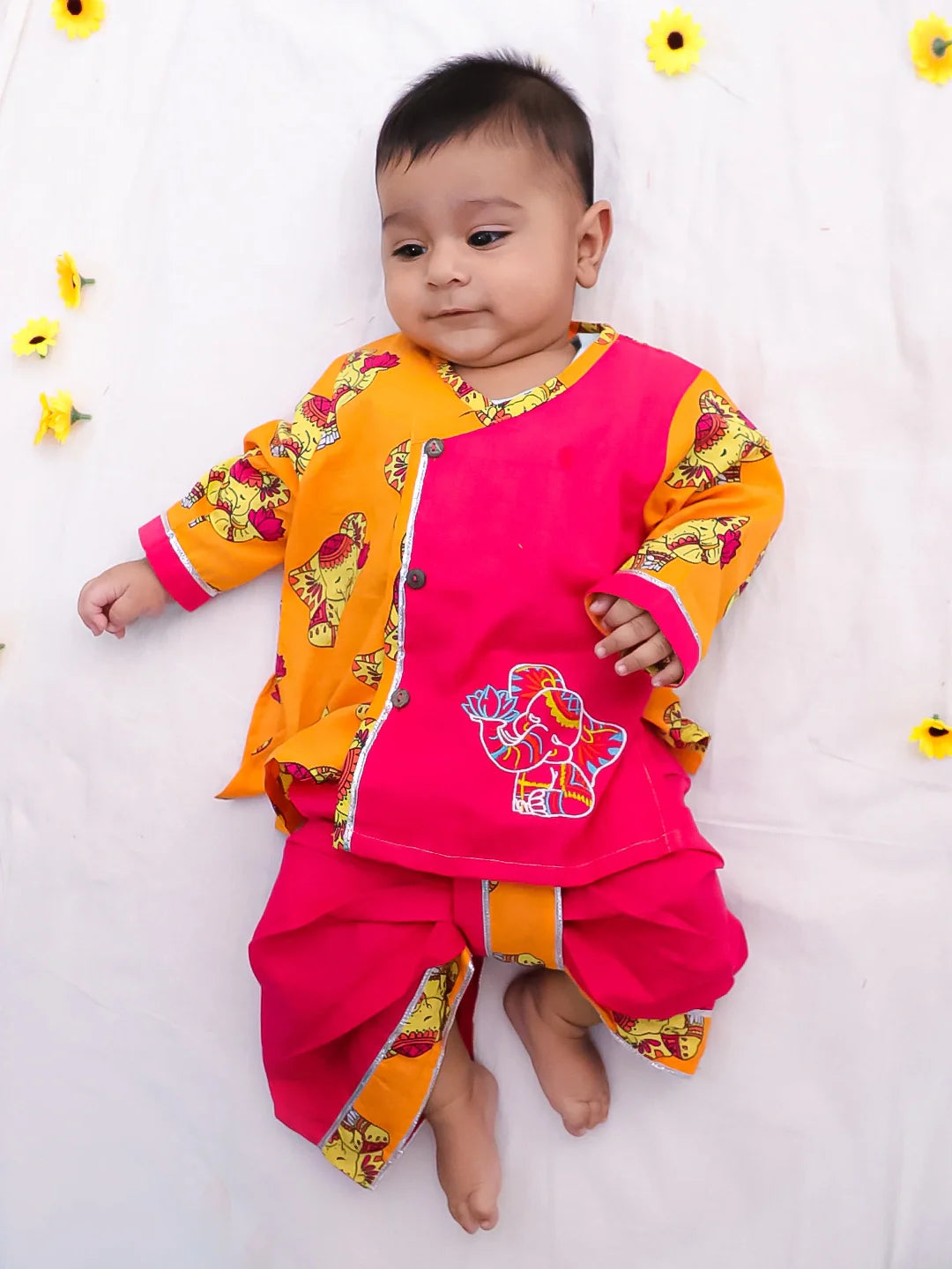 Dhoti Kurta Set for Boys - Orange | BS25IN09PIA | DesiQlo