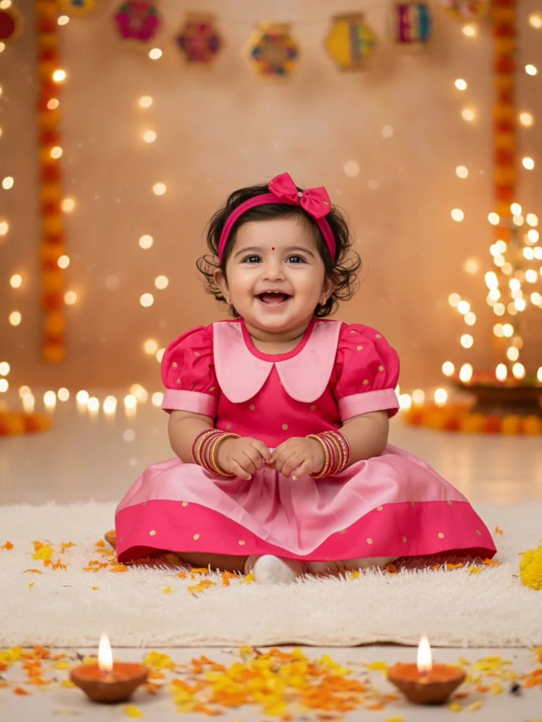 Tafetta Dress for Girls - Pink | BS25IN42PIA