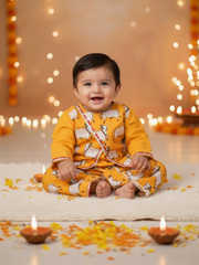 Cotton Dhoti Kurta Set for Boys - Yellow | BS25IN46YLA