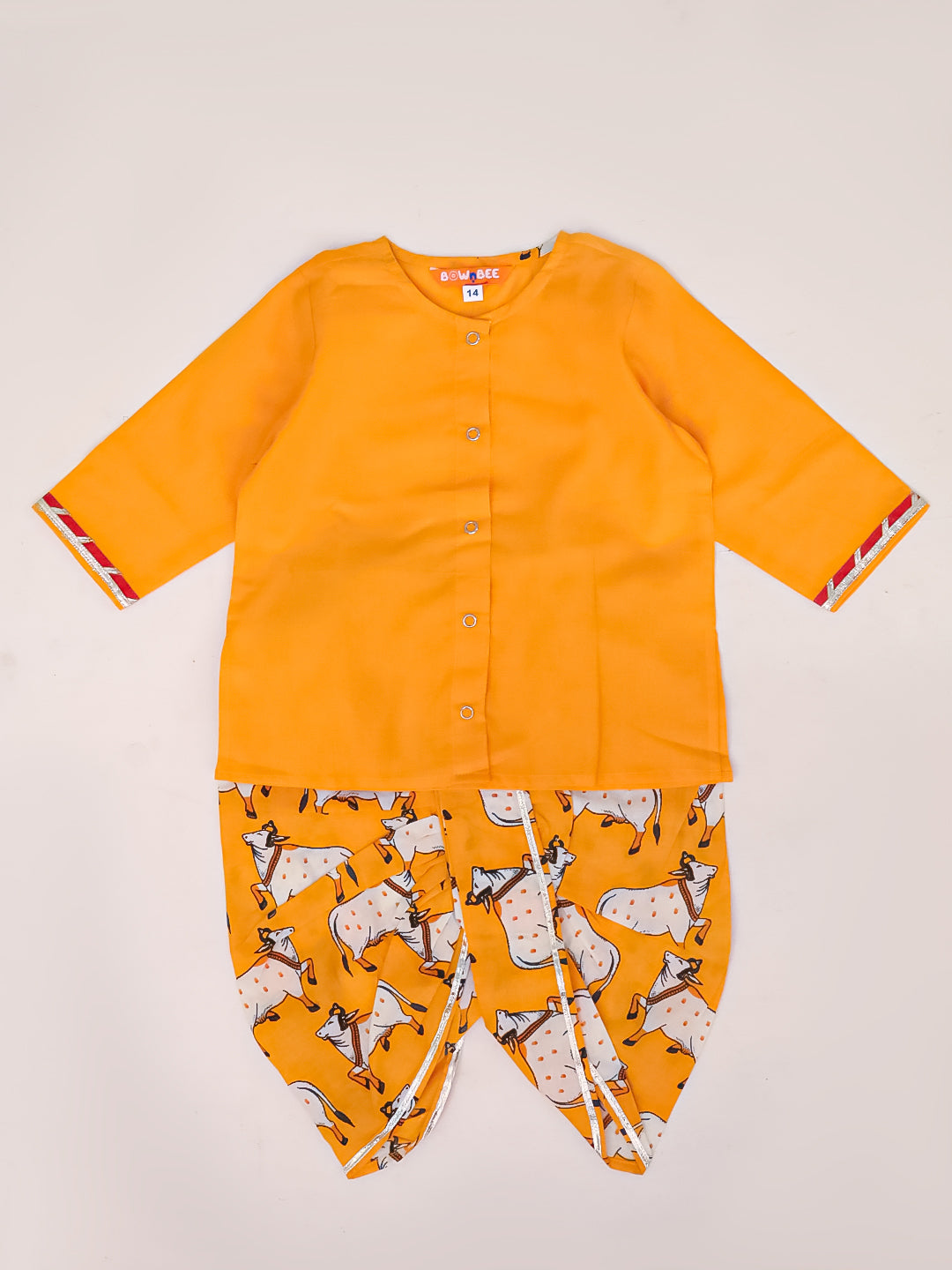 Cotton Dhoti Kurta Set for Boys - Yellow | BS25IN46YLA | DesiQlo
