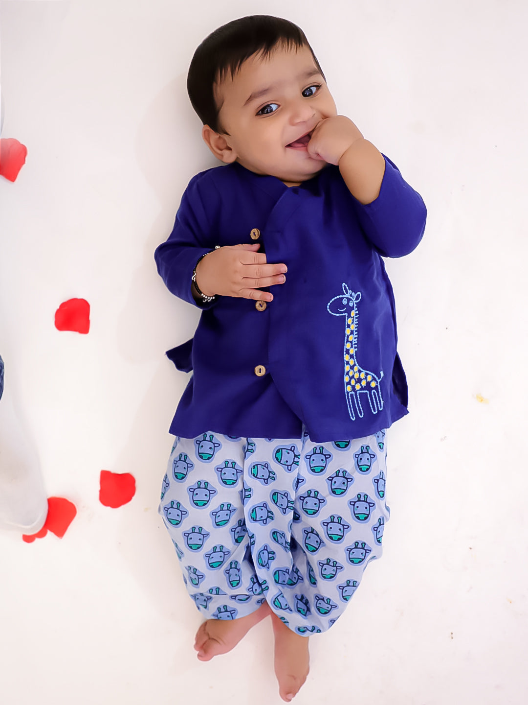 Cotton Dhoti Kurta Set for Boys - Sky Blue | BS25IN48BLA