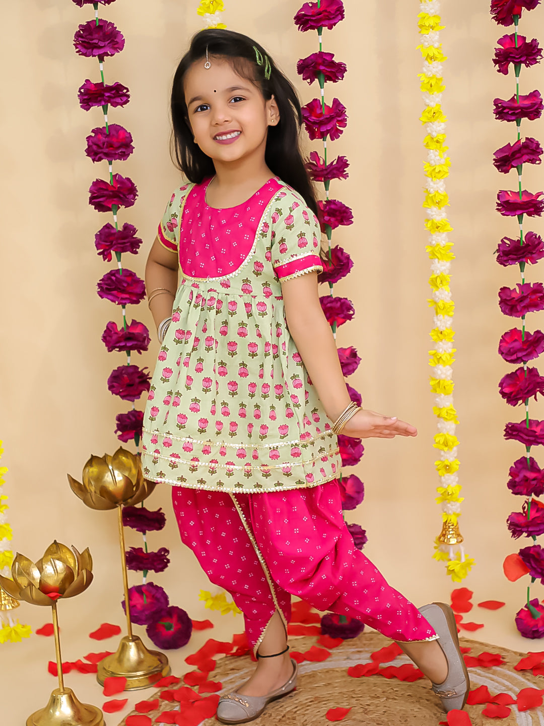 Ethnic Suit Set for Girls - Multicolor | BS25IW48GRA | DesiQlo