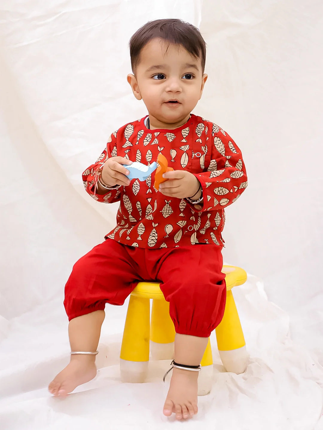 Ethnic Clothing Set for Boys - Red | BS25JH04MRA | DesiQlo