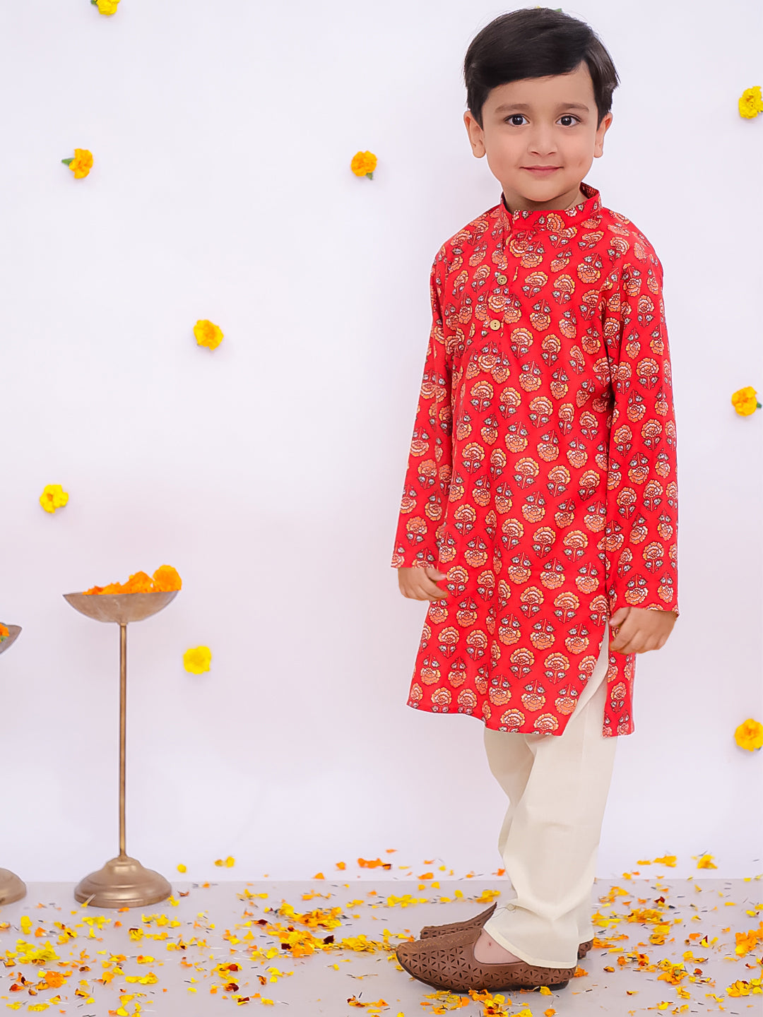 Kurta Pajama Set for Boys - Red | BS25KP05RDA | DesiQlo