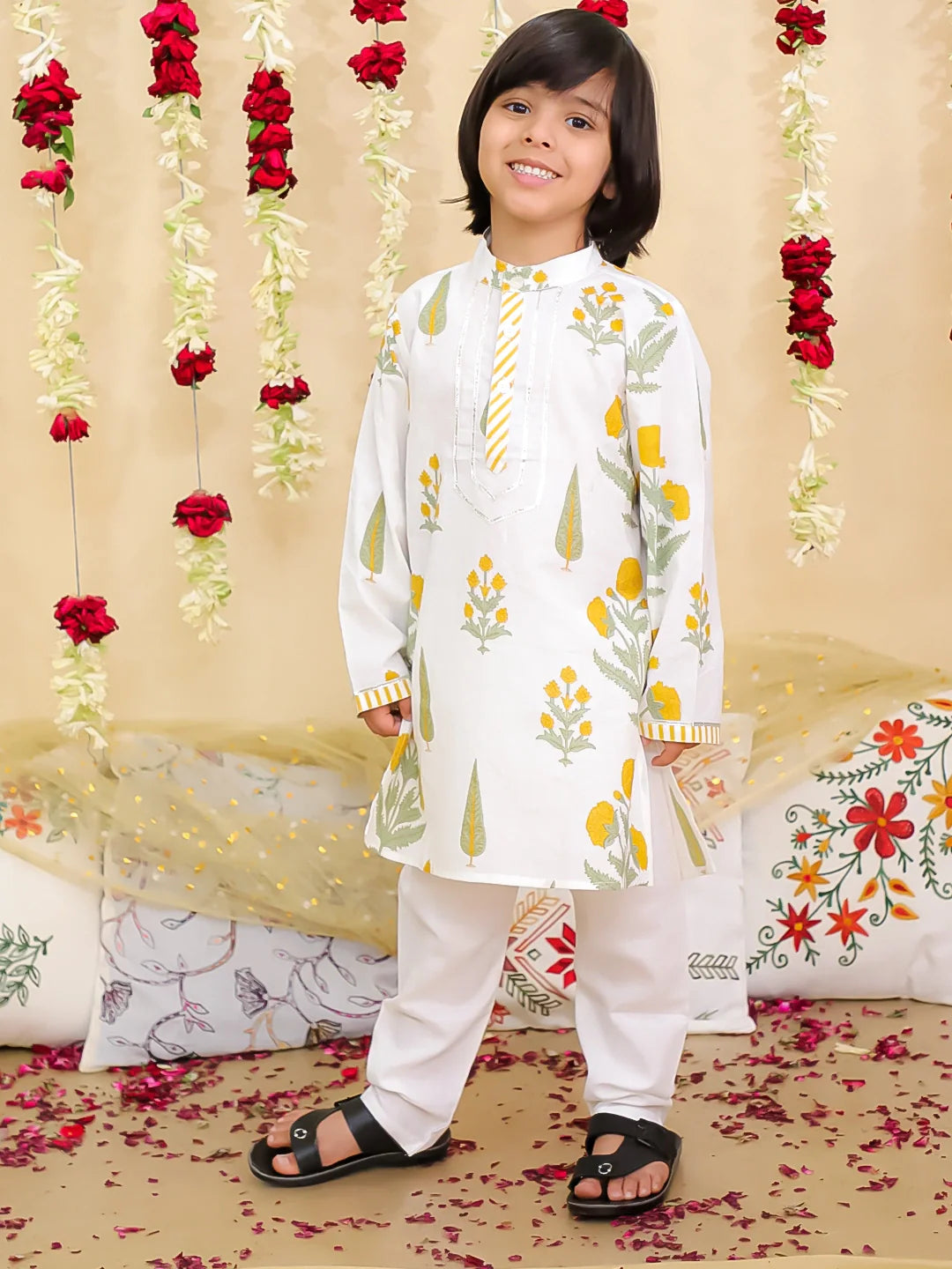 Kurta Pajama Set for Boys - Yellow | BS25KP08YLA | DesiQlo