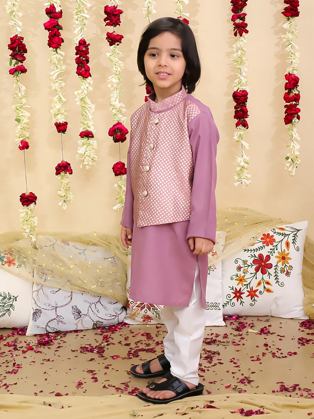 Kurta Pajama Set for Boys - Lilac | BS25KP09LCA | DesiQlo