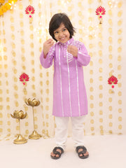 Cotton Kurta Pajama Set for Boys - Lilac | BS25KP14LCA