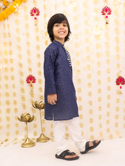 Cotton Kurta Pajama Set for Boys - Navy Blue | BS25KP14NBA