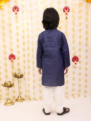 Cotton Kurta Pajama Set for Boys - Navy Blue | BS25KP14NBA