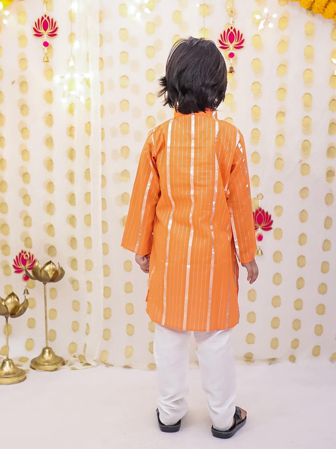 Cotton Kurta Pajama Set for Boys - Orange | BS25KP14ORA | DesiQlo
