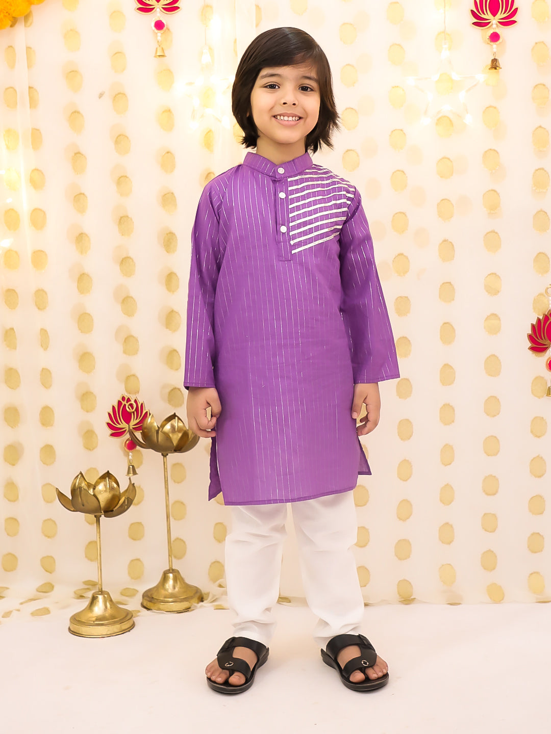 Cotton Kurta Pajama Set for Boys - Purple | BS25KP14PUA