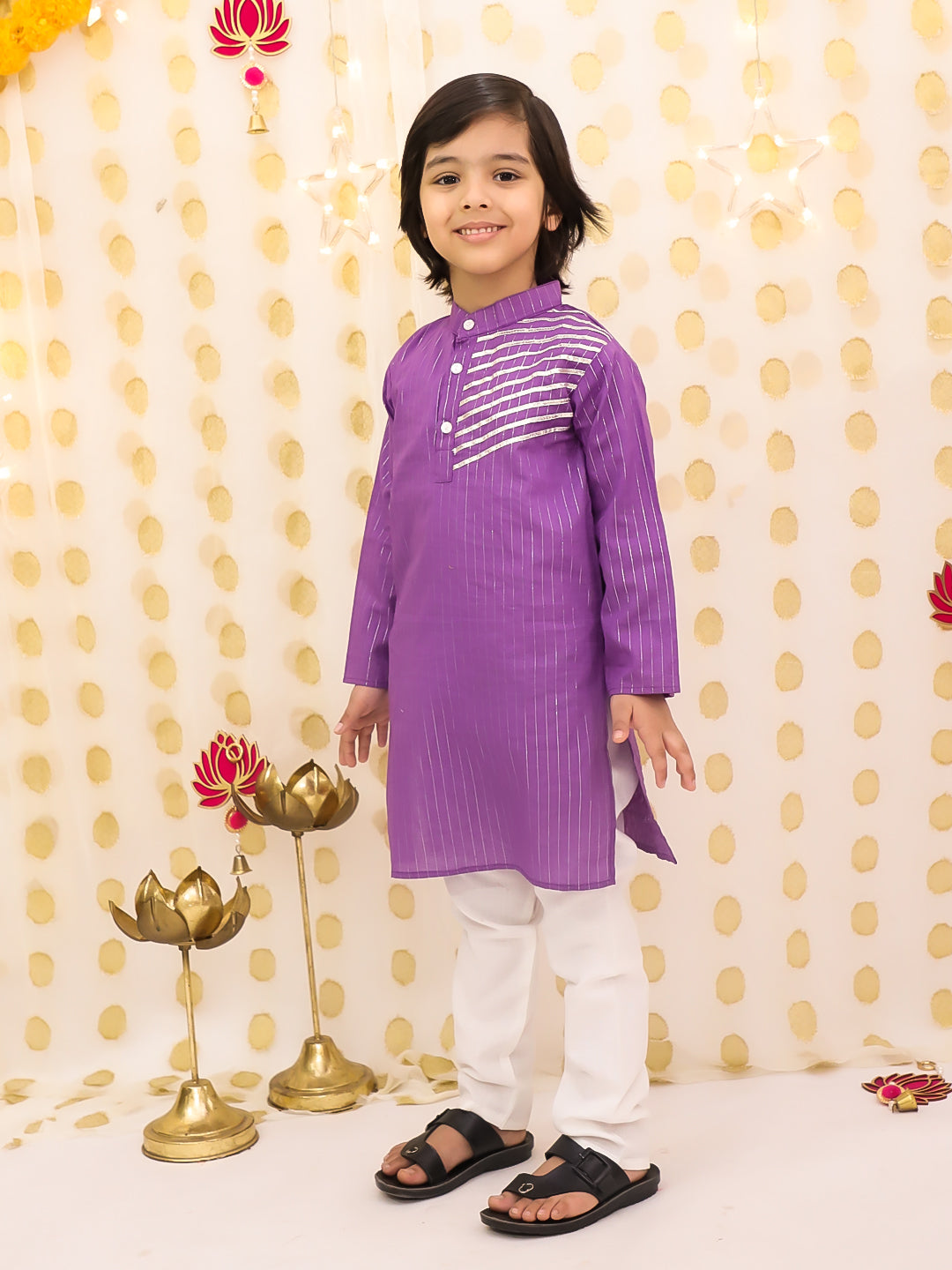 Cotton Kurta Pajama Set for Boys - Purple | BS25KP14PUA | DesiQlo