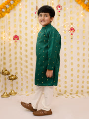 Tafetta Kurta Pajama Set for Boys - Green | BS25KP15GRA
