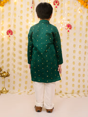 Tafetta Kurta Pajama Set for Boys - Green | BS25KP15GRA