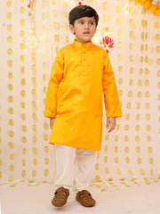 Tafetta Kurta Pajama Set for Boys - Orange | BS25KP15ORA