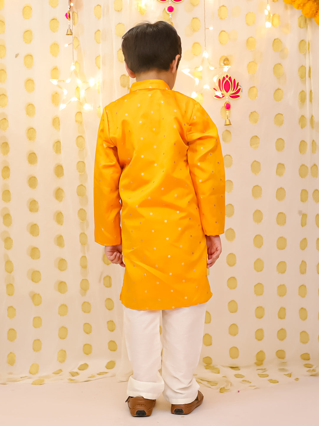 Tafetta Kurta Pajama Set for Boys - Orange | BS25KP15ORA | DesiQlo