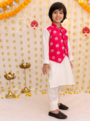 Poly Silk Kurta Pajama Set for Boys - Pink | BS25KP16PIA