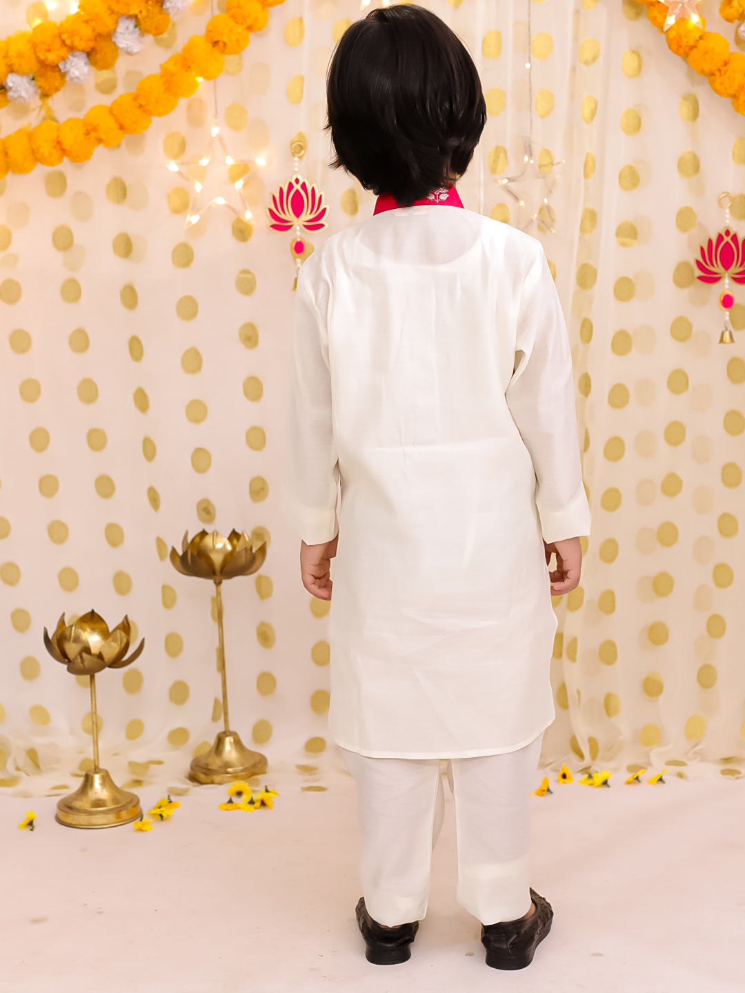 Poly Silk Kurta Pajama Set for Boys - Pink | BS25KP16PIA | DesiQlo