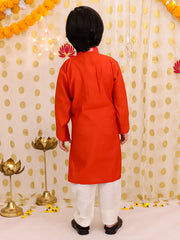 Poly Silk Kurta Pajama Set for Boys - Rust | BS25KP16RUA