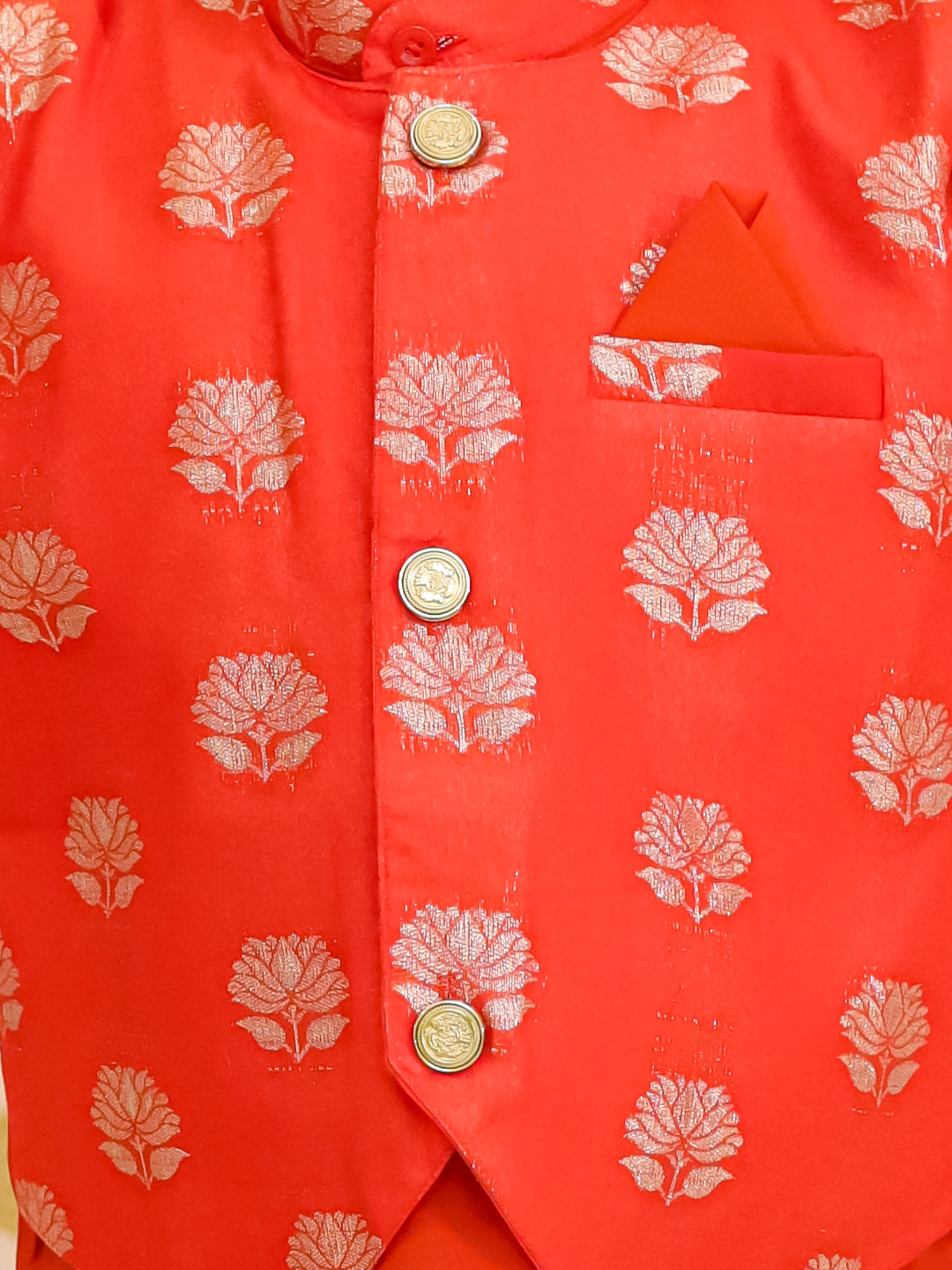 Poly Silk Kurta Pajama Set for Boys - Rust | BS25KP16RUA | DesiQlo