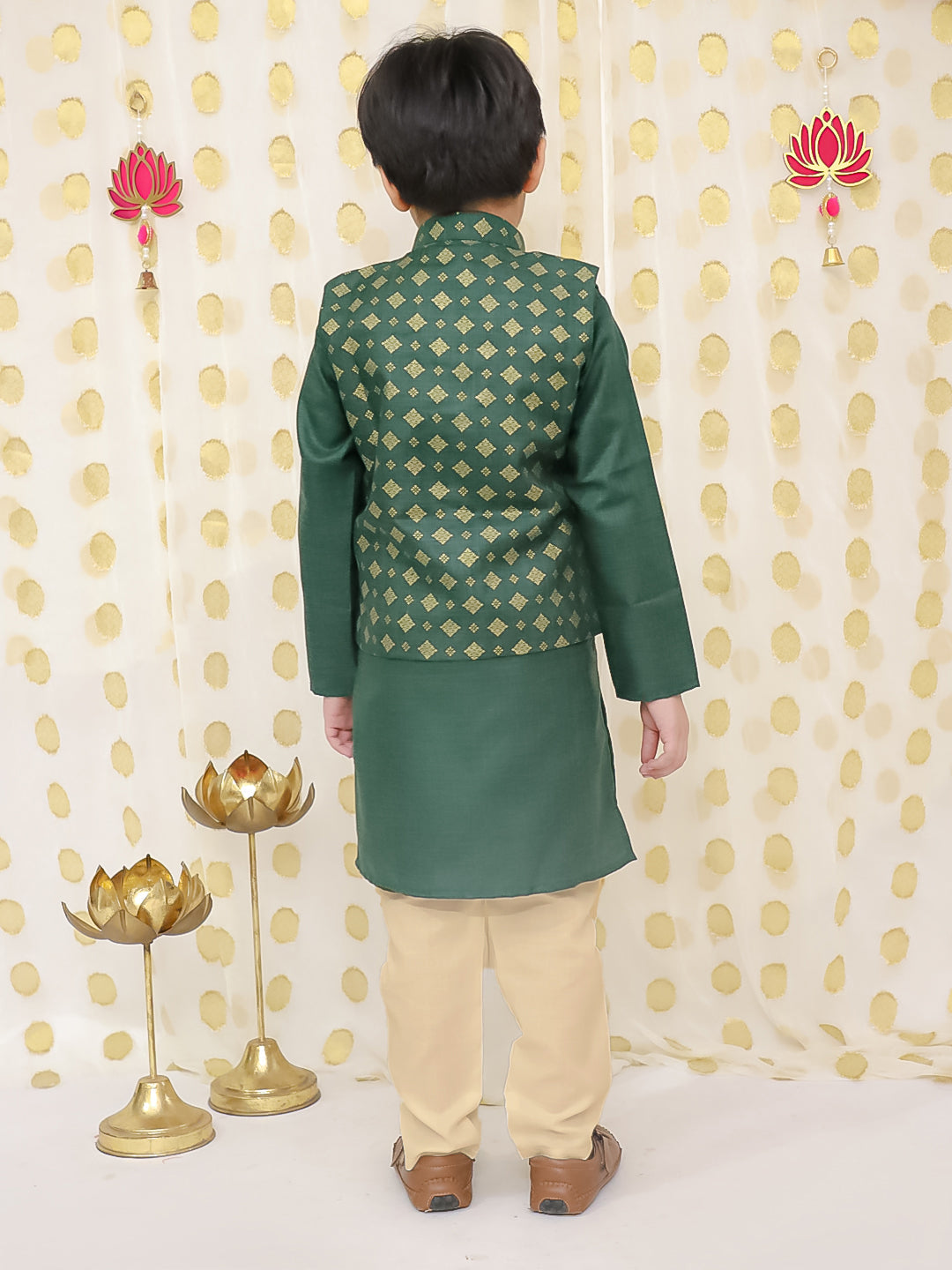 Kurta Pajama Set for Boys - Green | BS25KP17GRA | DesiQlo