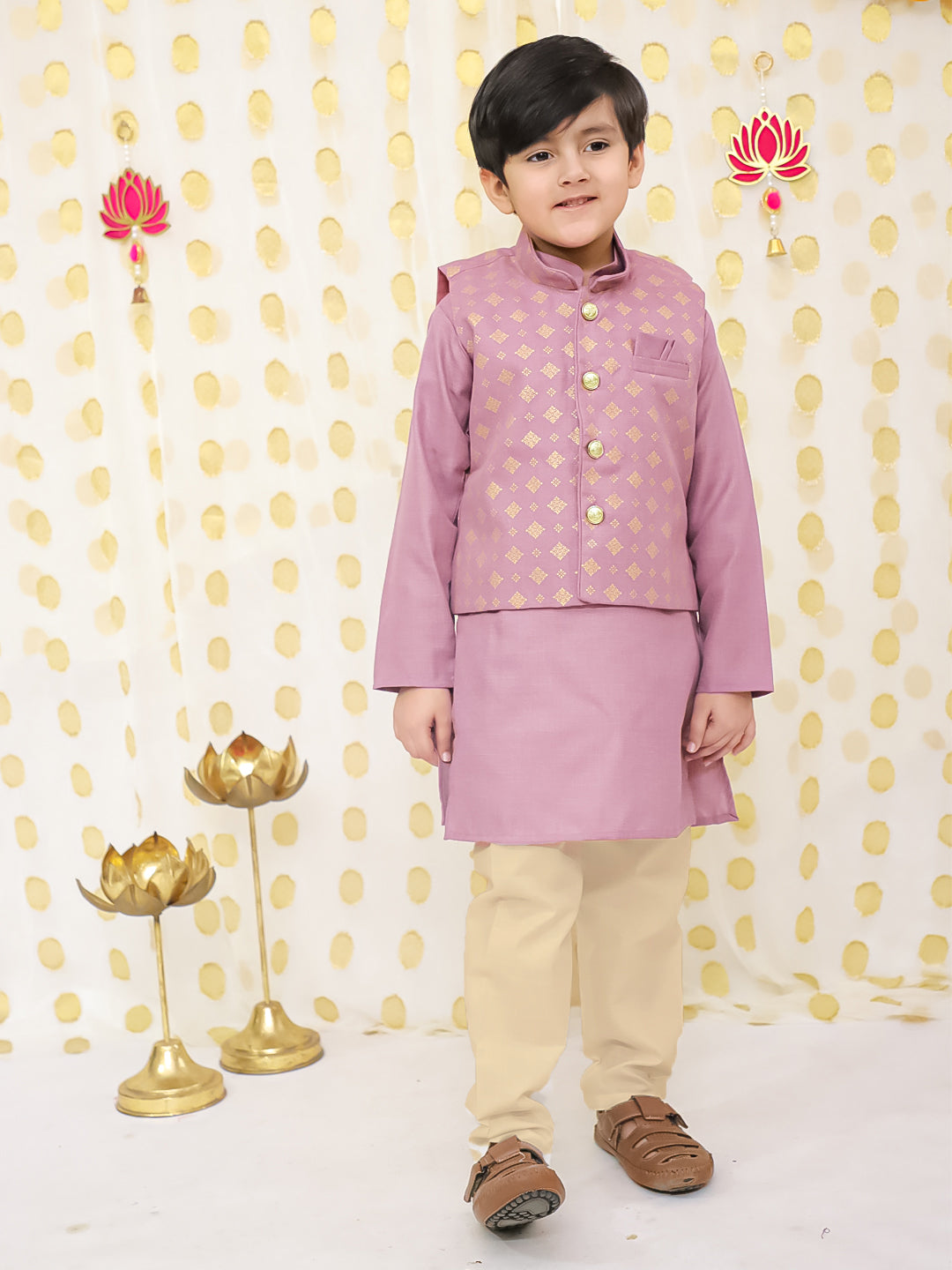 Kurta Pajama Set for Boys - Purple | BS25KP17PUA | DesiQlo