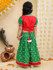 Cotton Lehenga Choli Set for Girls - Red | BS25LC01RDA