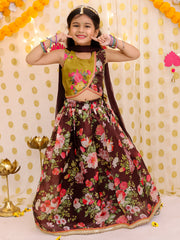 Organza Lehenga Choli Set for Girls - Maroon | BS25LC10MRA