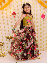 Organza Lehenga Choli Set for Girls - Maroon | BS25LC10MRA
