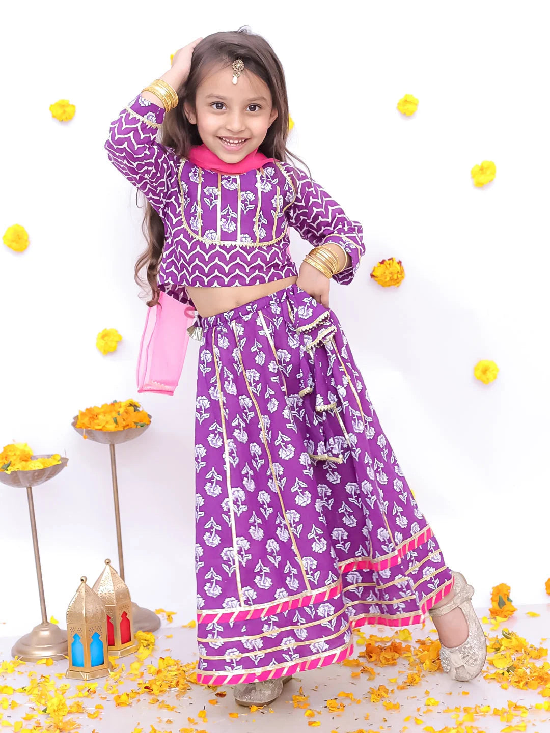 Festive Lehenga Choli Set - Indian Wear for Girls - Purple