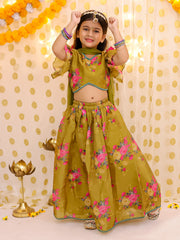 Organza Lehenga Choli Set for Girls - Mustard | BS25LC12MSA