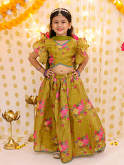 Organza Lehenga Choli Set for Girls - Mustard | BS25LC12MSA