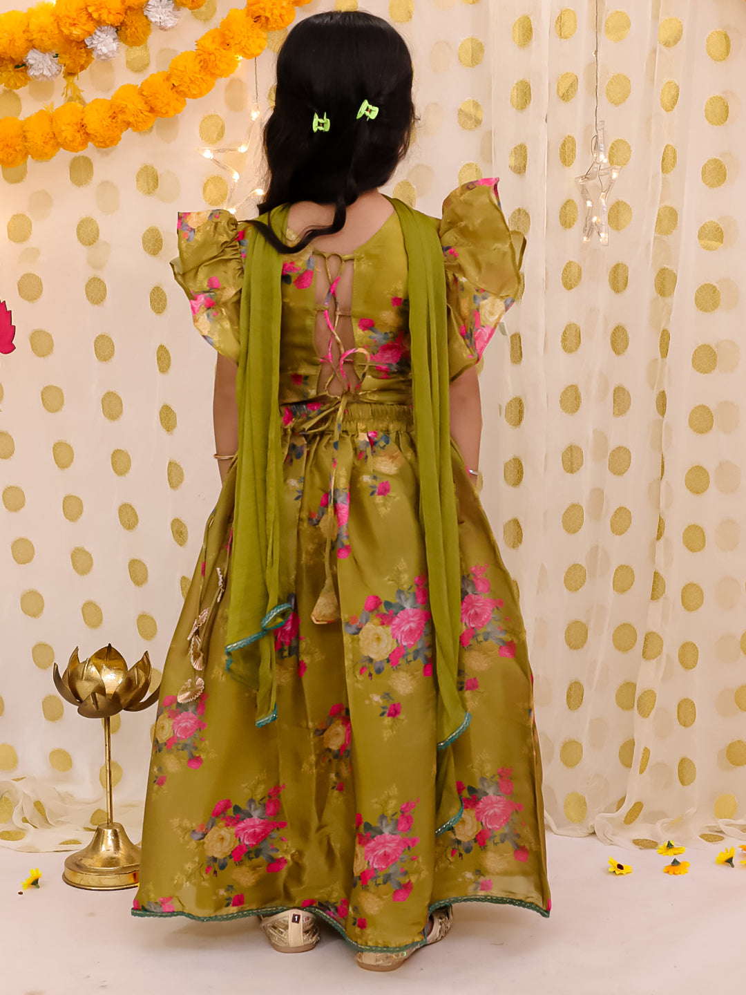 Organza Lehenga Choli Set for Girls - Mustard | BS25LC12MSA | DesiQlo