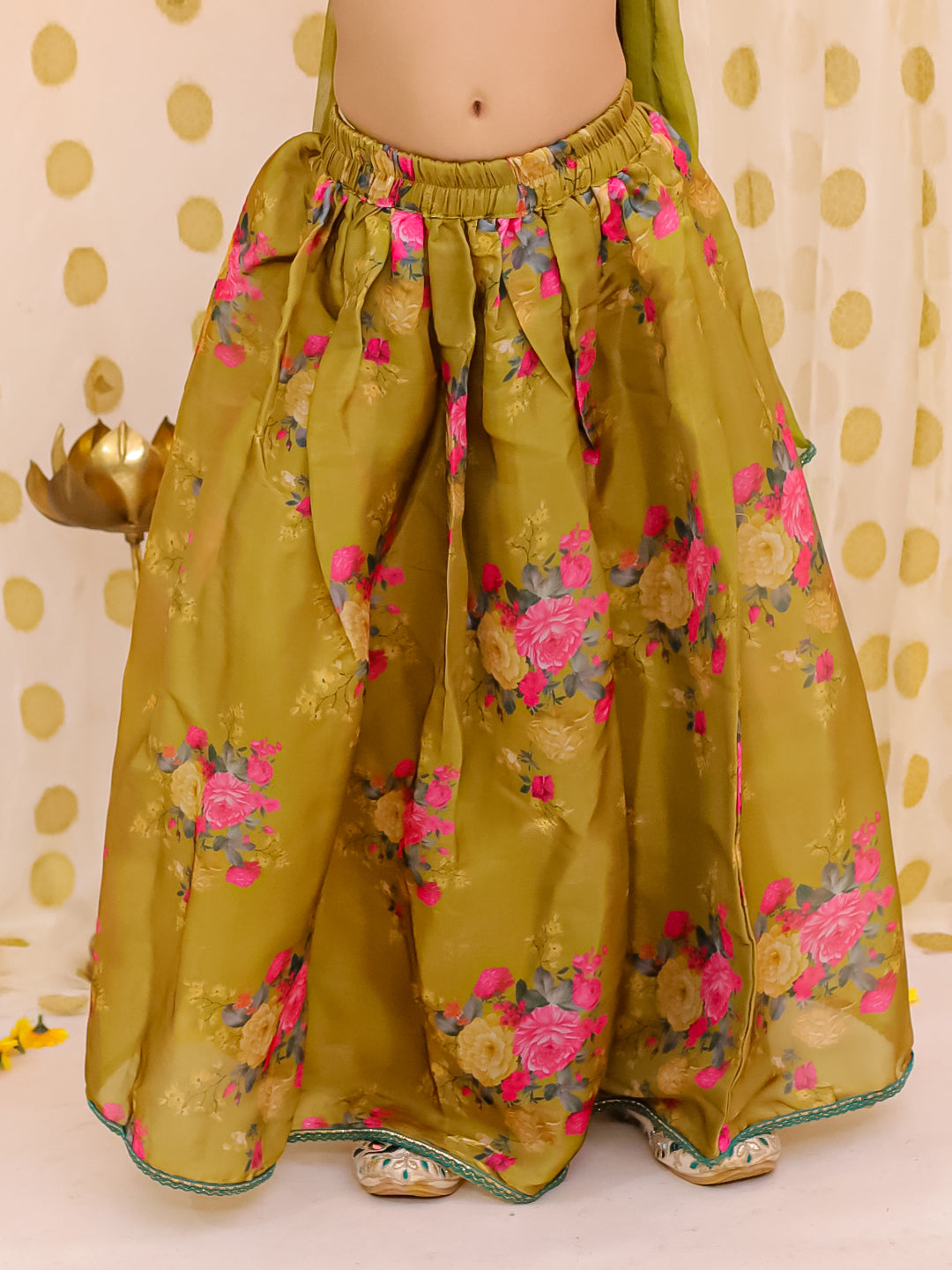 Organza Lehenga Choli Set for Girls - Mustard | BS25LC12MSA | DesiQlo