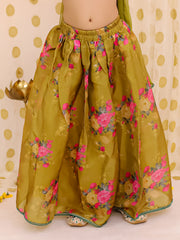 Organza Lehenga Choli Set for Girls - Mustard | BS25LC12MSA