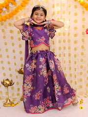 Organza Lehenga Choli Set for Girls - Purple | BS25LC12PUA
