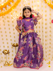 Organza Lehenga Choli Set for Girls - Purple | BS25LC12PUA
