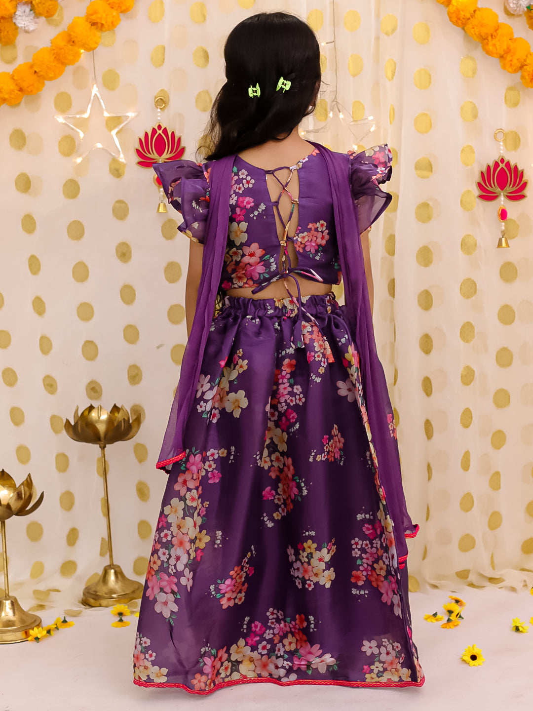 Organza Lehenga Choli Set for Girls - Purple | BS25LC12PUA | DesiQlo
