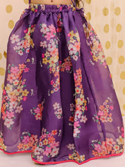 Organza Lehenga Choli Set for Girls - Purple | BS25LC12PUA